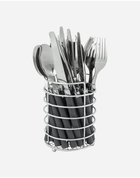 Cutlery set - With basket - RVS - 24 Pieces - 6 Persons - Grey - Bo-Camp - 6102102