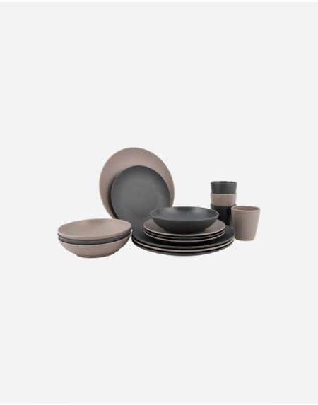 Urban Outdoor Collection - Folkestone Tableware - 16 Pieces Beige - Gray - Bo-Camp - 6181377