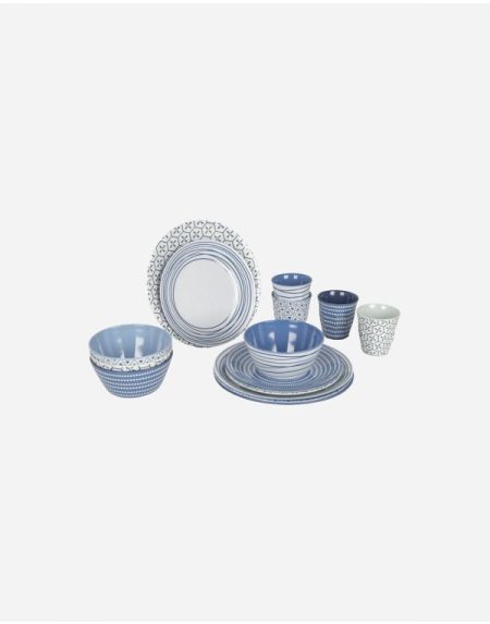 Tableware - Mix & Match - Melamine - 16 Pieces - Blue/White - Bo-Camp - 6181382