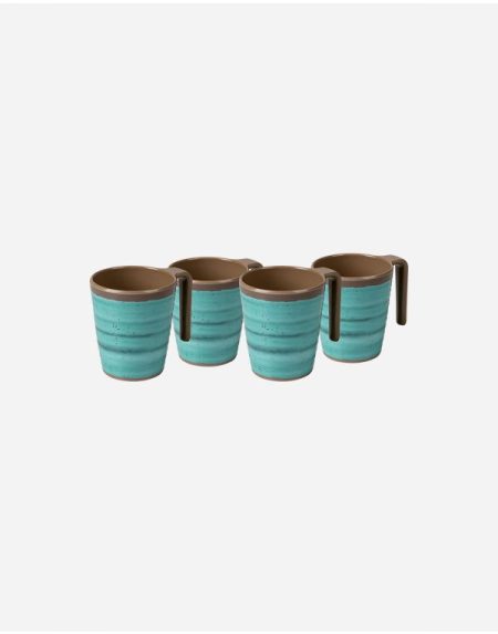 Mugs - Halo - L - Melamine - 4 Pieces - Aqua- Bo-Camp - 6181401