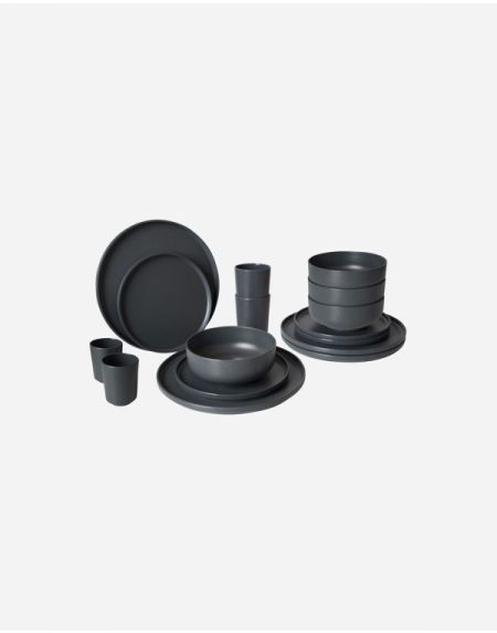 Industrial collection - Tableware - Patom - Melamine - 16 Pieces - Anthracite - Bo-Camp - 6181462