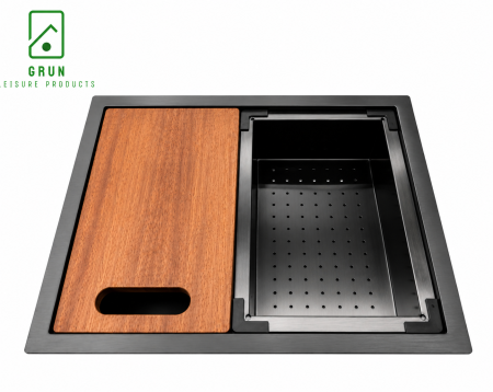Rectangular Stainless Sink, Chopping Board and Drainer - GR552