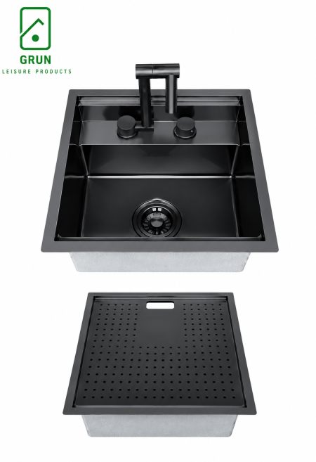 Stainless Steel-Carbon Grey- With Tap-Grun GR516A