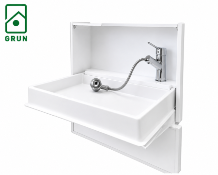 Folding Sink- Complete With Pull Out Tap- Mirror Base- GRY441