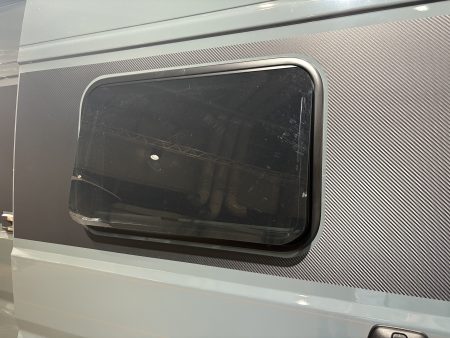 Curved Framed Window 700 by 400 -with flynet and Blind