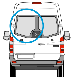 N/S Barn Door Window - VW Crafter to 2017 / Mercedes Sprinter 06-19 C-Shape SPRI06BPLC