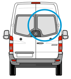 O/S Barn Door Window - VW Crafter up 2017/ Mercedes Sprinter 06-19 C-Shape SPRI06BPRC