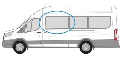 N/S/F Opening Window in Privacy Tint - Ford Transit MWB/LWB/XLWB 2013 On TRAN14LPFO