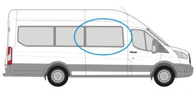 O/S/F Fixed Window in Privacy Tint - Ford Transit 2013> MWB/LWB/XLWB TRAN14RPFF